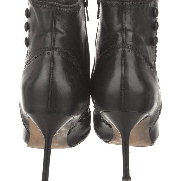 Manolo Blahnik Black Leather Ankle Boots - Super Witch Core - Picture 4 of 7